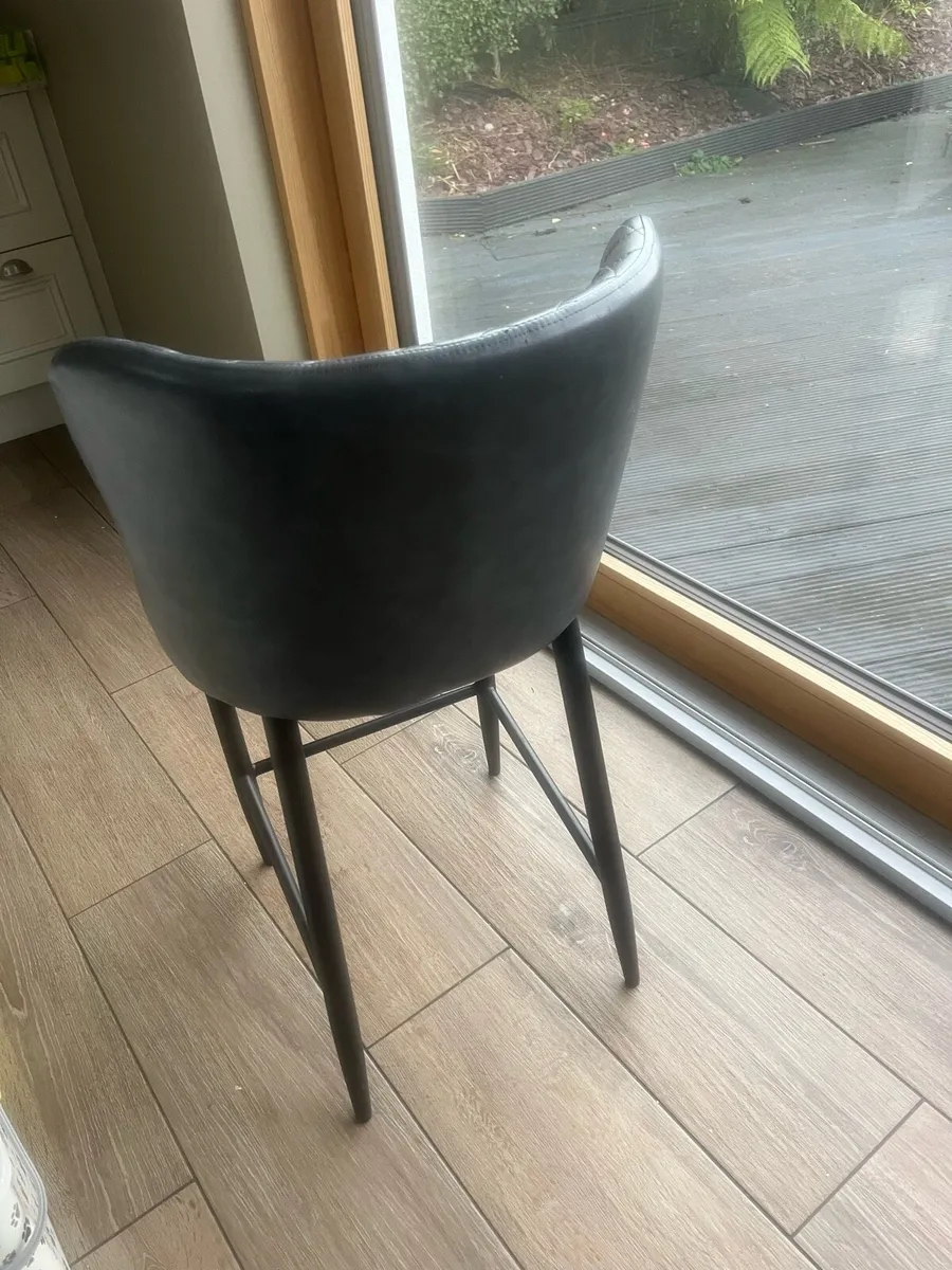 Grey Faux Leather Bar Stools x5 - Image 2
