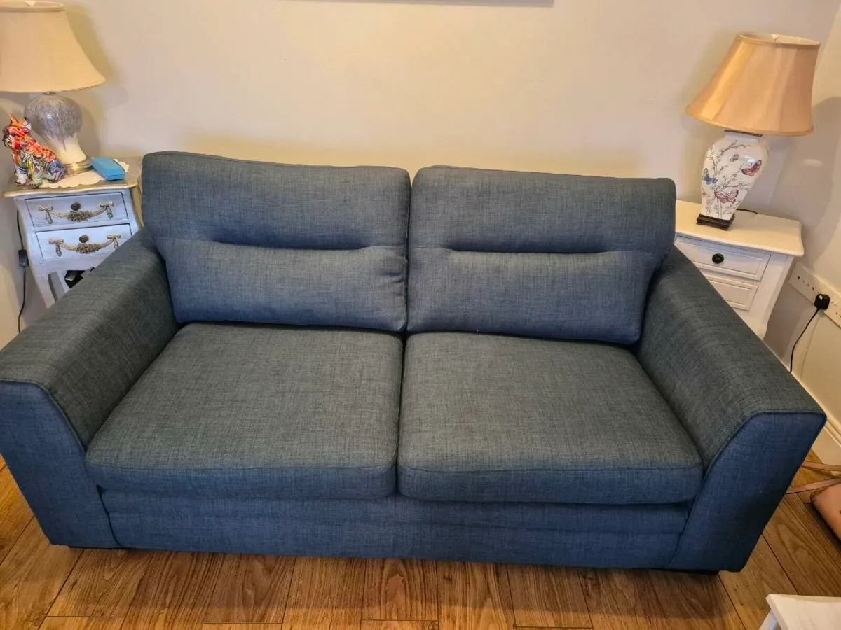 DFS 3 piece sofa and 1 armchair and footstool - Image 4