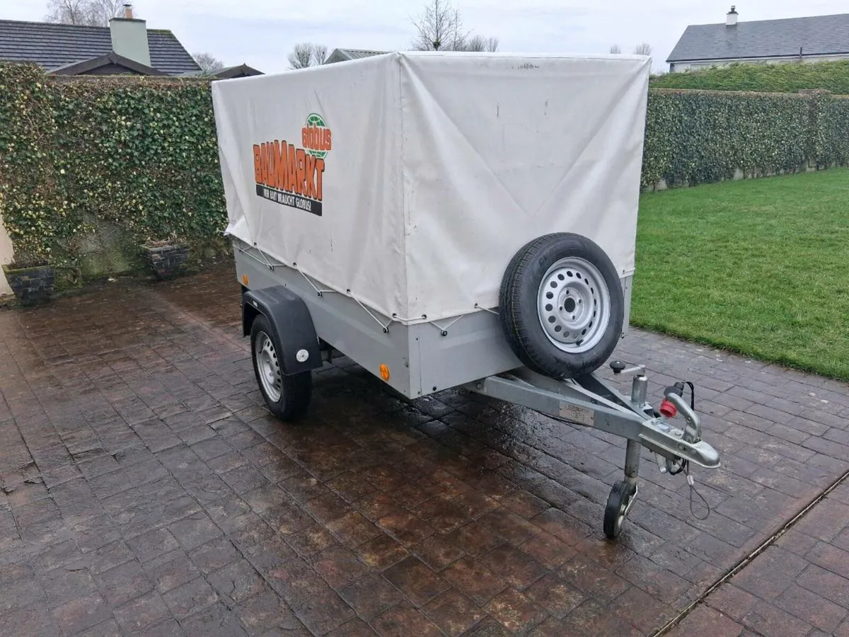 7x4 galvanised trailer with cover - Image 1