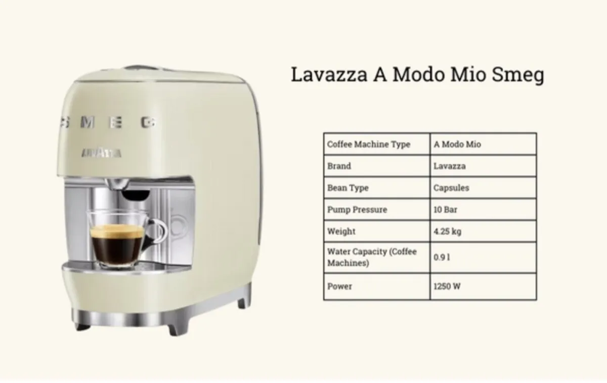 SMEG Lavazza A Modo Mio Coffee Machine with pods - Image 1