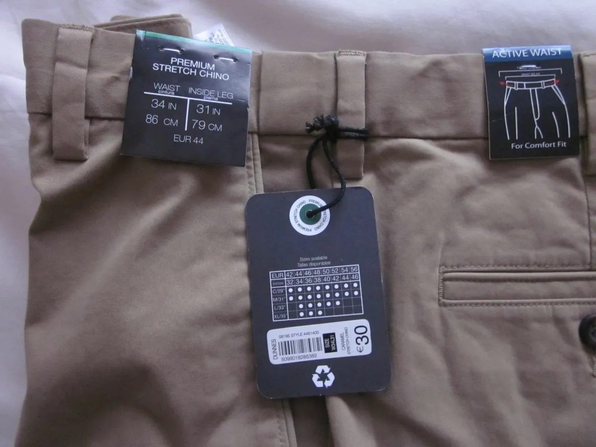 Dunnes Premium Stretch Chino 34/31 New - Image 3