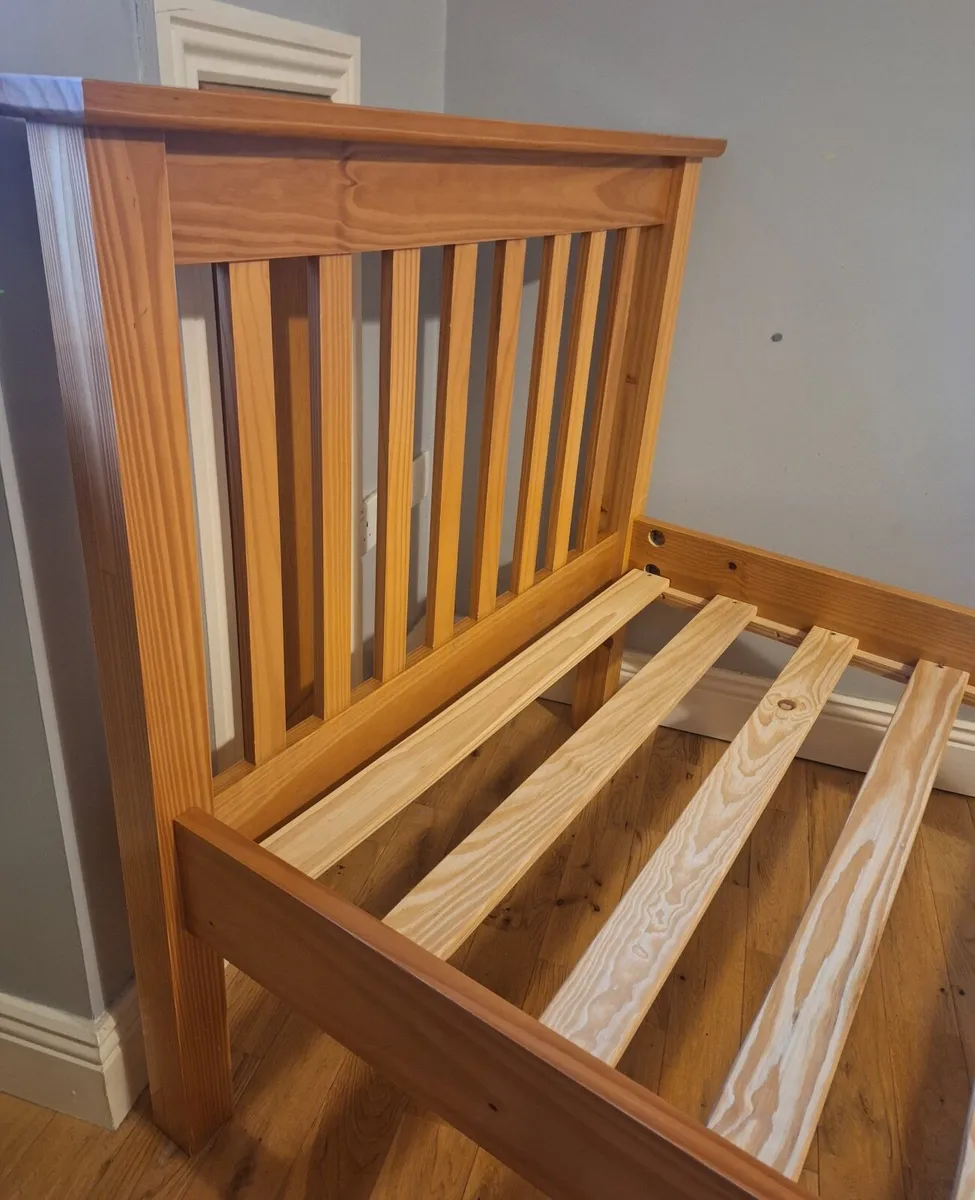 2 solid single Pine bedframes - Image 2