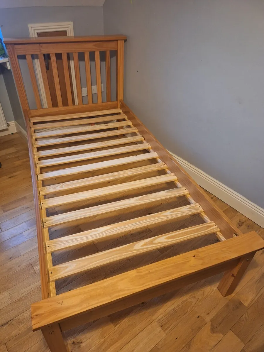 2 solid single Pine bedframes - Image 3