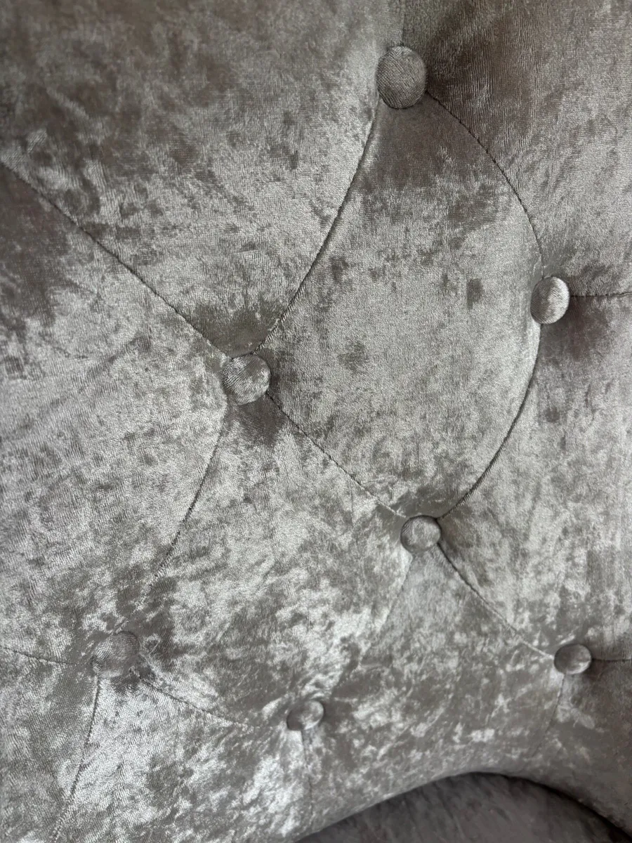 Grey crushed velvet dining chairs - Image 3
