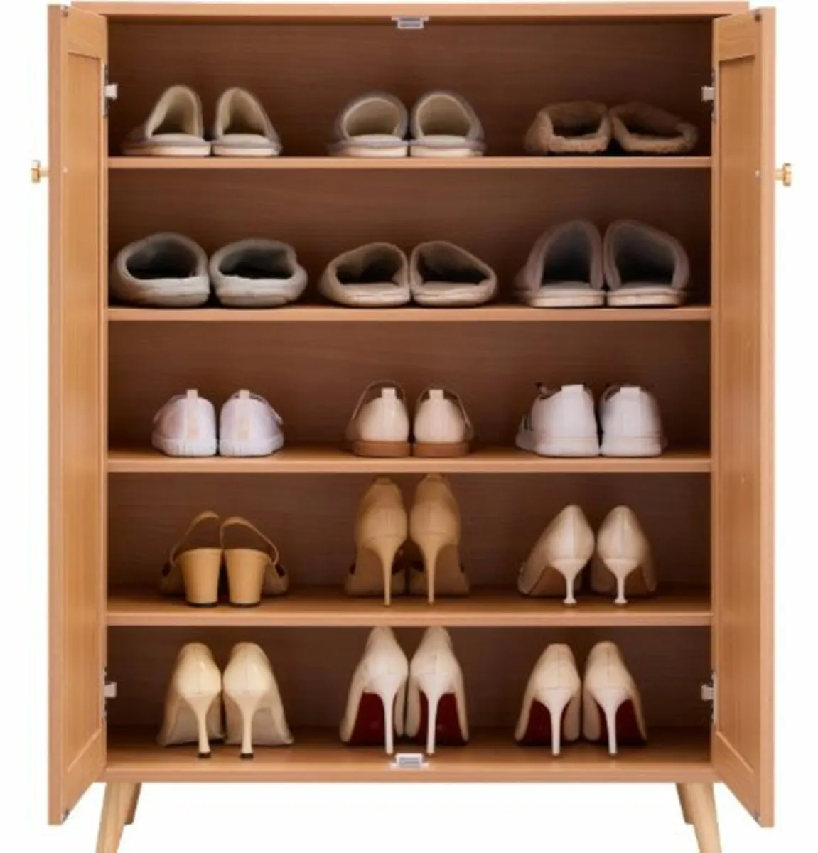 Rattan Shoe Cabinet,5 Tiers Shoe Storage Organizer - Image 1