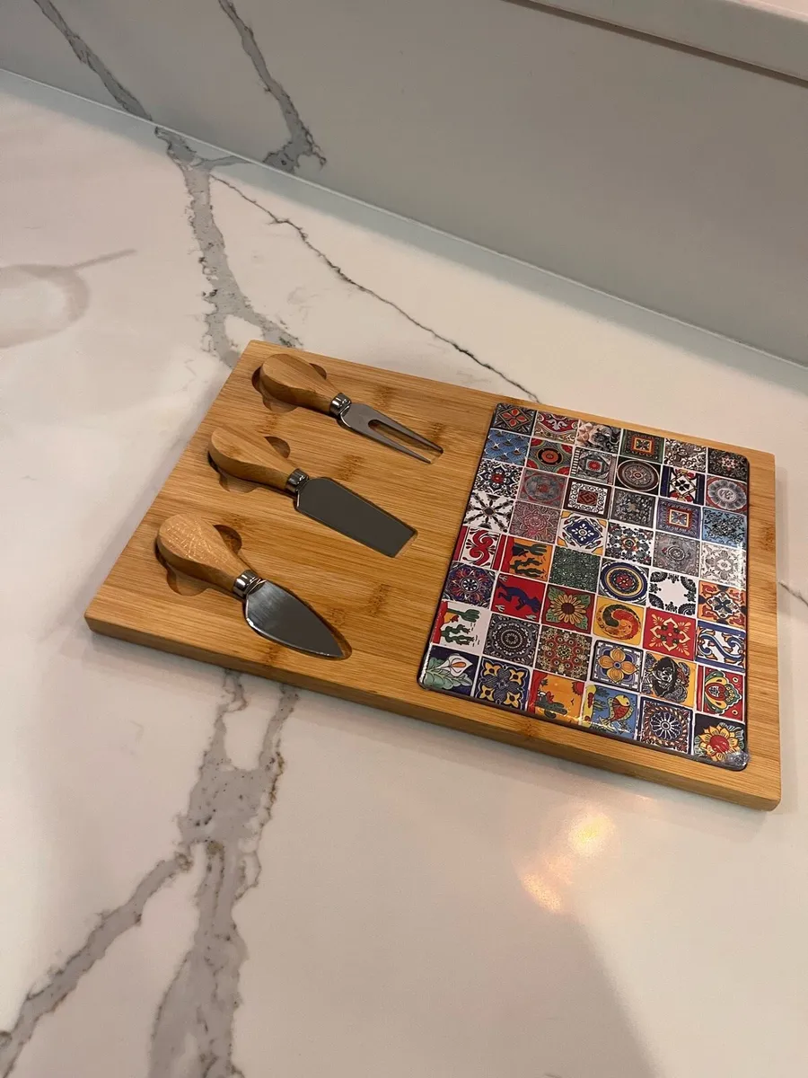 (Unopened) Wood & Textile Cheese Board - Image 1