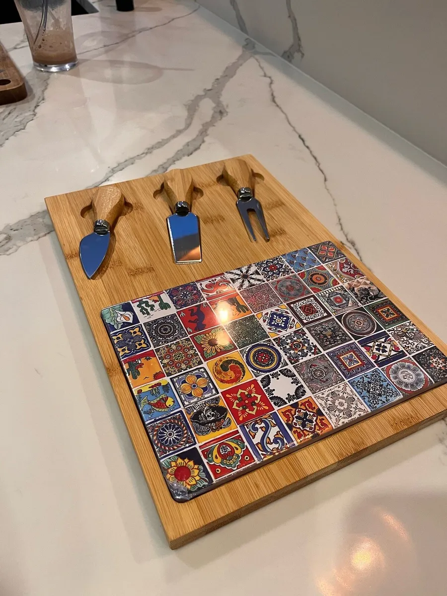 (Unopened) Wood & Textile Cheese Board - Image 2