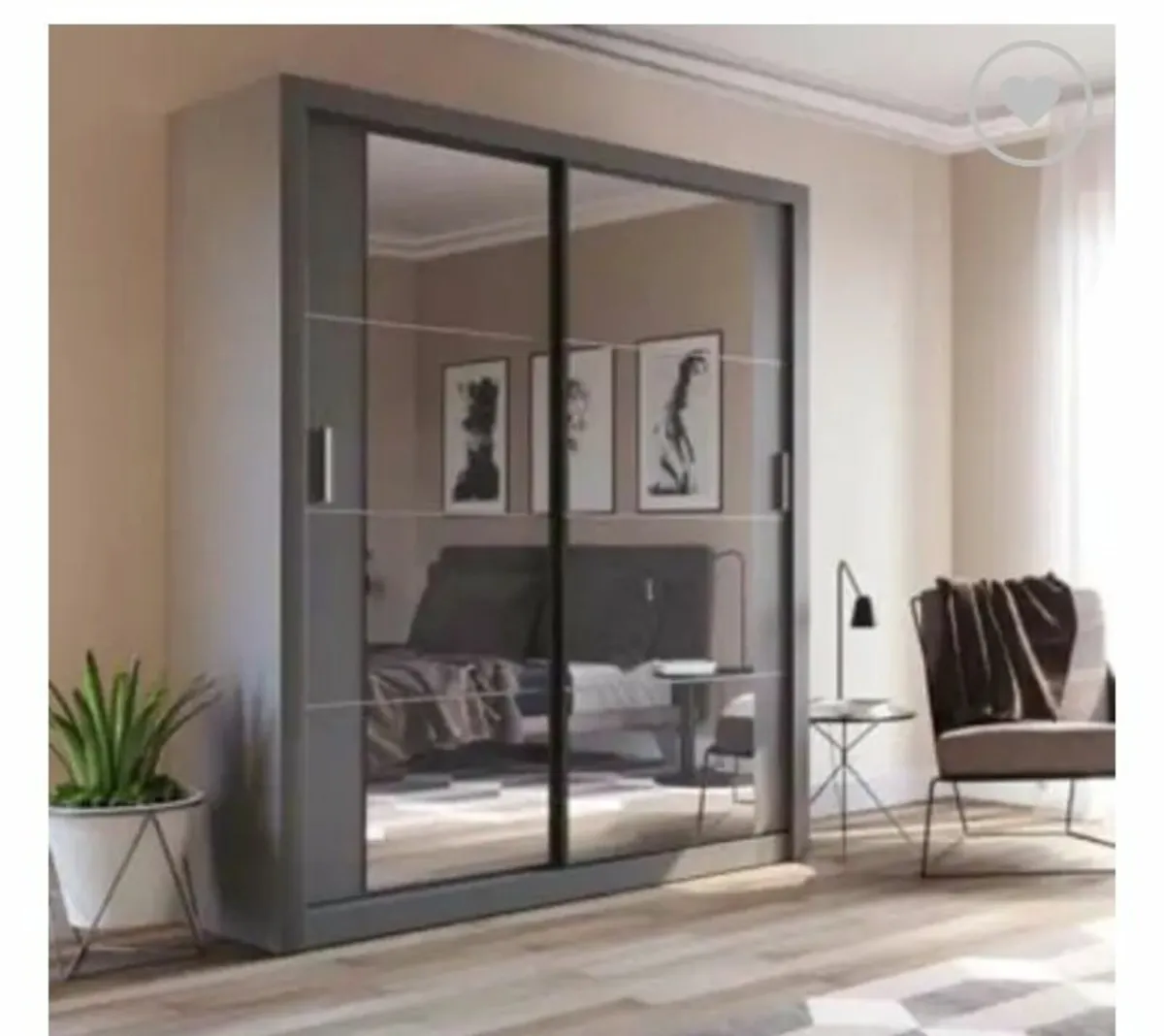 Cuba Sliderobe 1.81m Grey. Free home delivery - Image 1