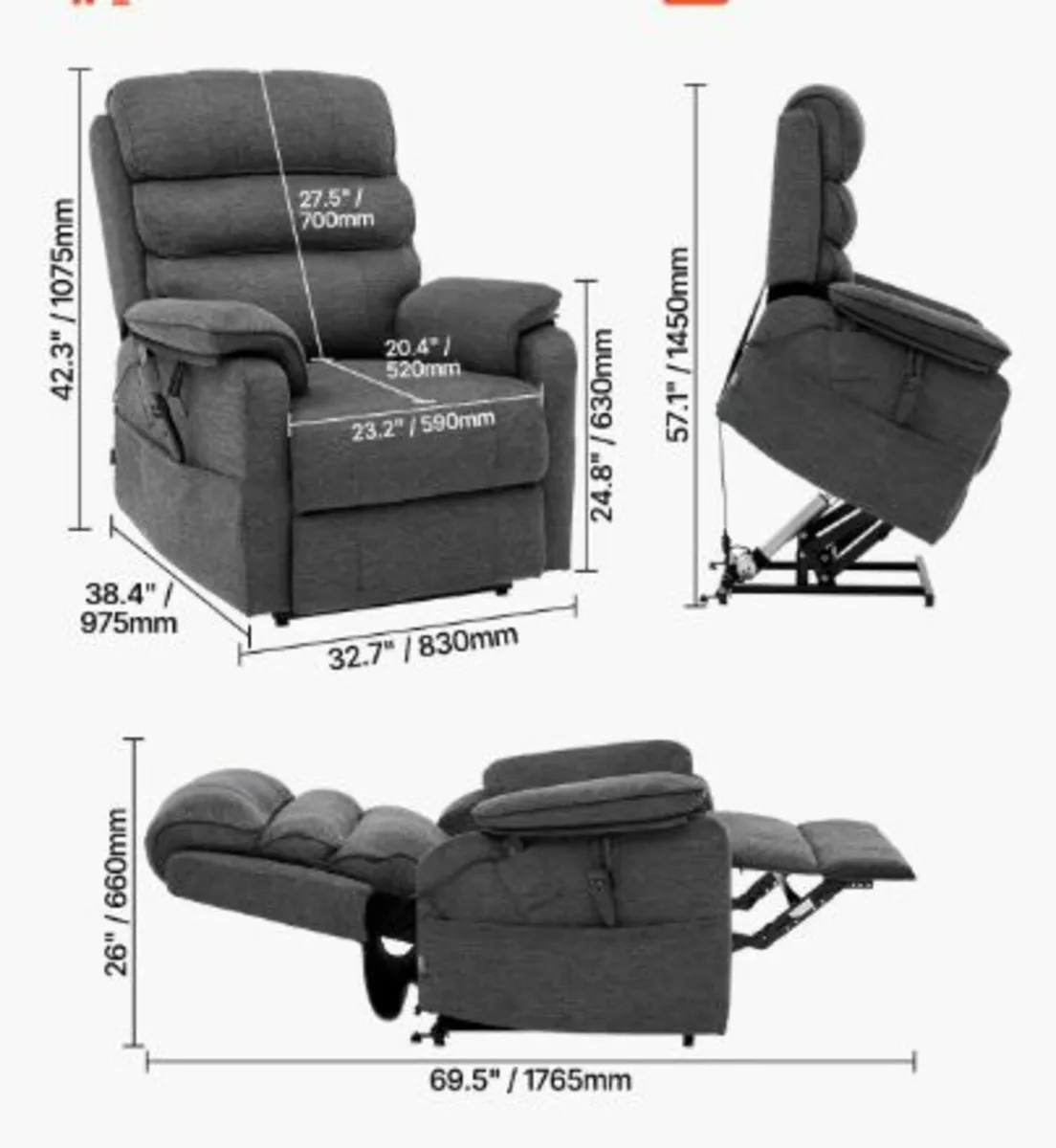 Power Lift Recliner Chair, Lift Chair with Heat - Image 3