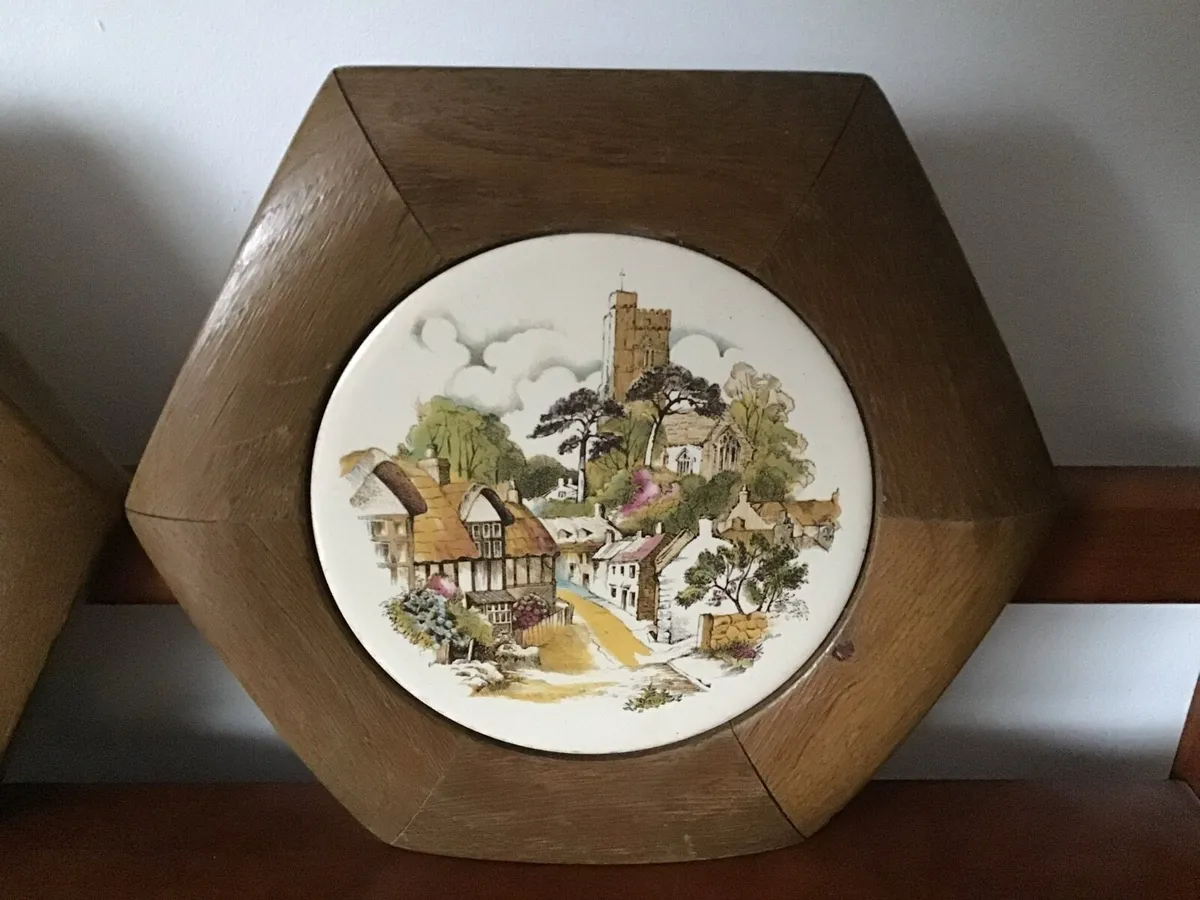 Vintage Tiles on Wood Plaque. Set of 2 - Image 3