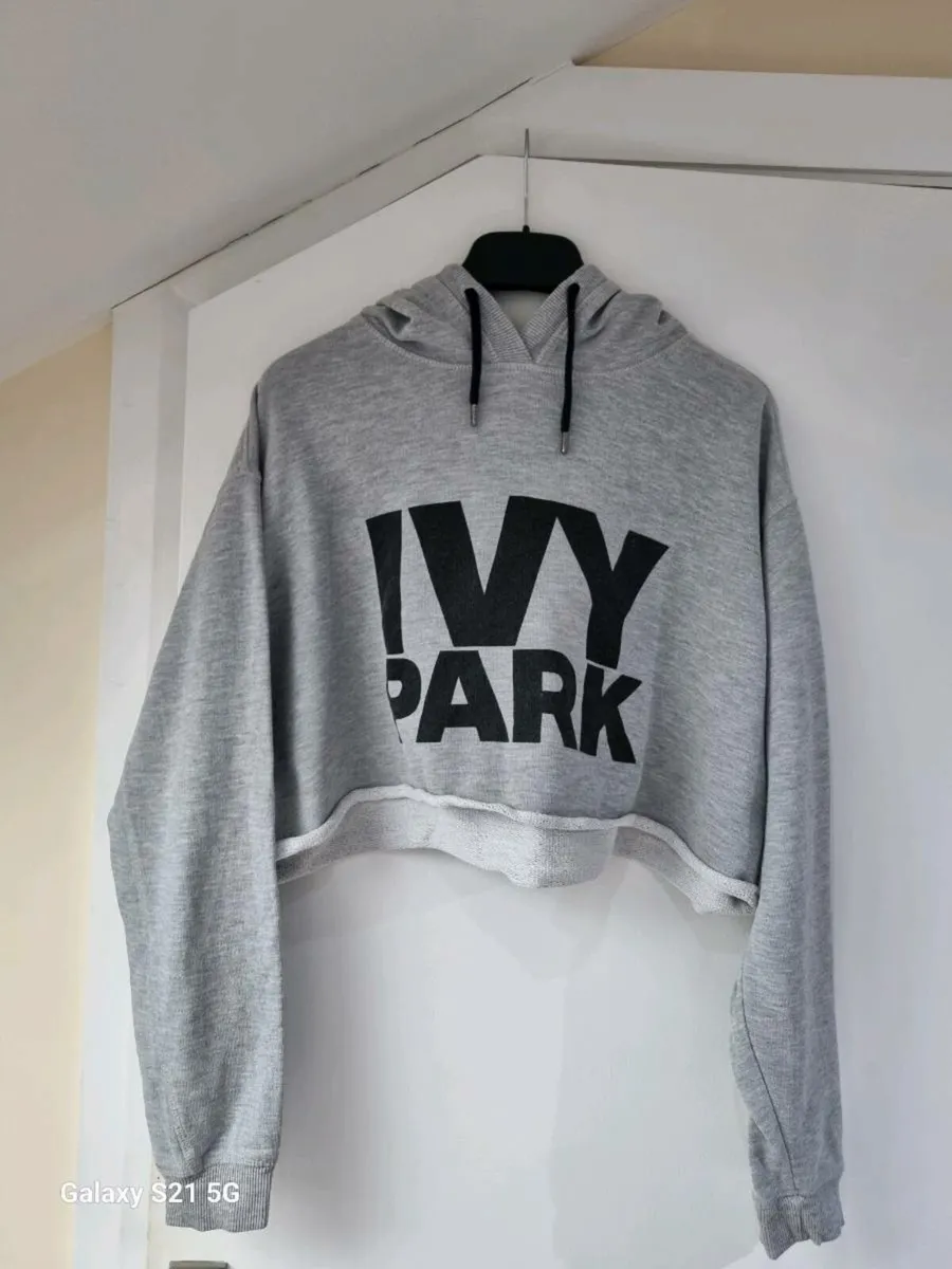 Ivy Park Grey Marl Cropped Hoodie - Size M - Image 1