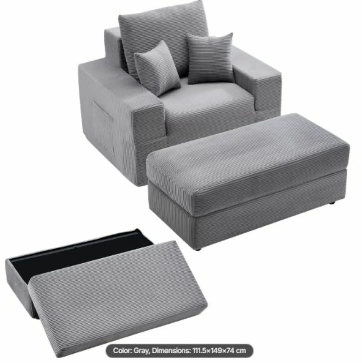 Chaise Lounge Chair,1115 mm Boneless Modular Chair - Image 1