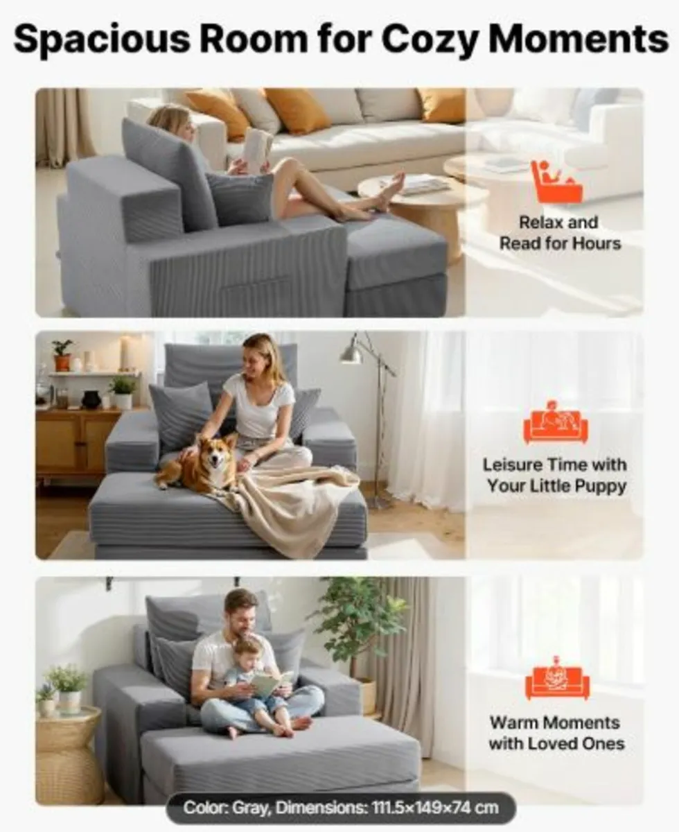 Chaise Lounge Chair,1115 mm Boneless Modular Chair - Image 2