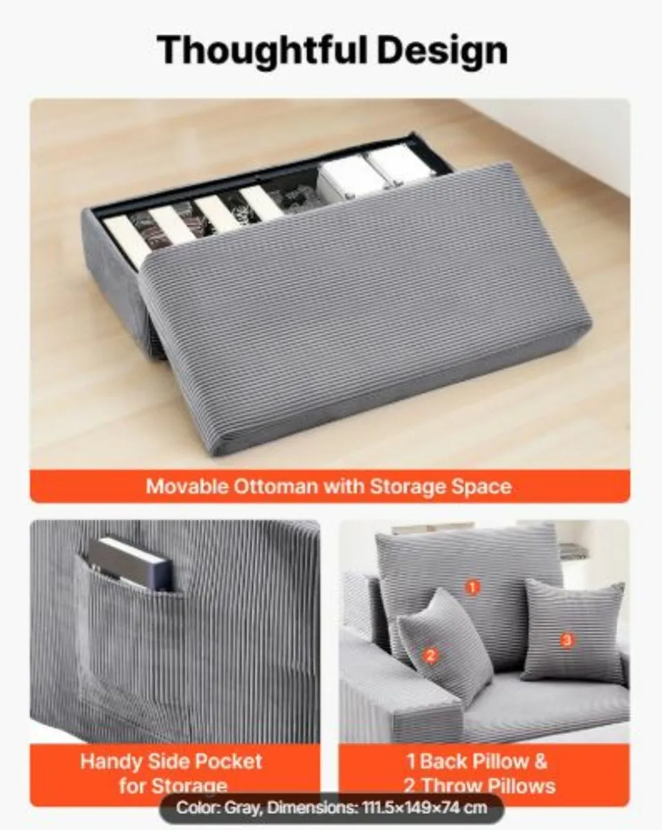 Chaise Lounge Chair,1115 mm Boneless Modular Chair - Image 3