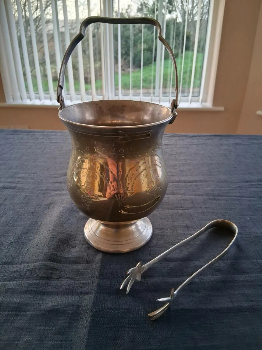 Silver Plated Ice Bucket With Tong's - Image 1