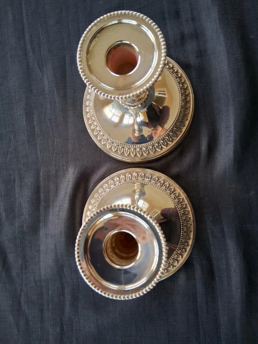 2 Large Viners Silver Plated Candlestick Holders - Image 3