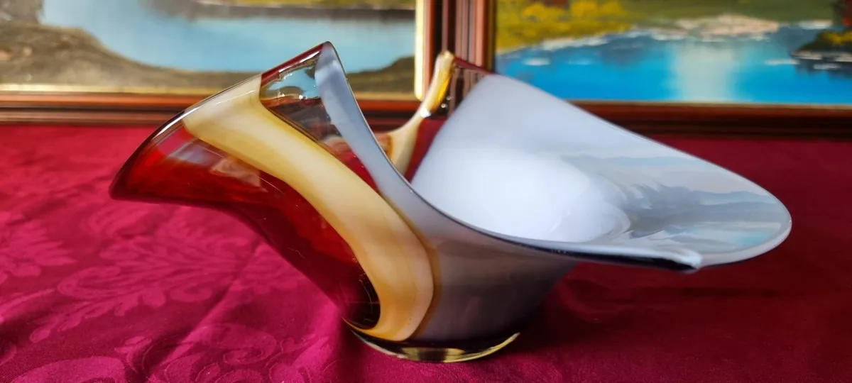 Murano Style Multi Color Art Deco Centerpiece Bowl - Image 3