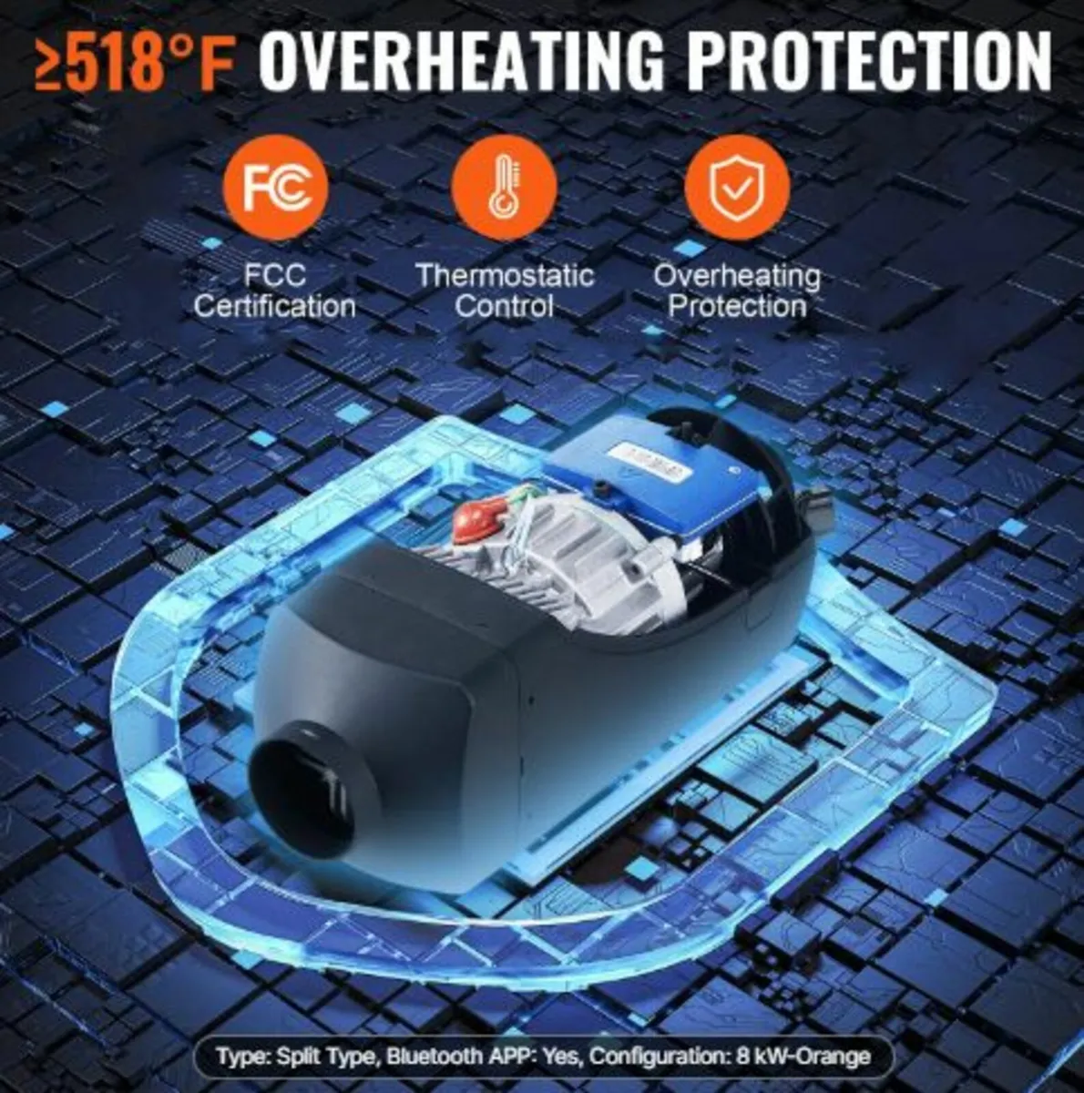 Bluetooth App Control Diesel Air Heater, 12V 5-8KW - Image 4