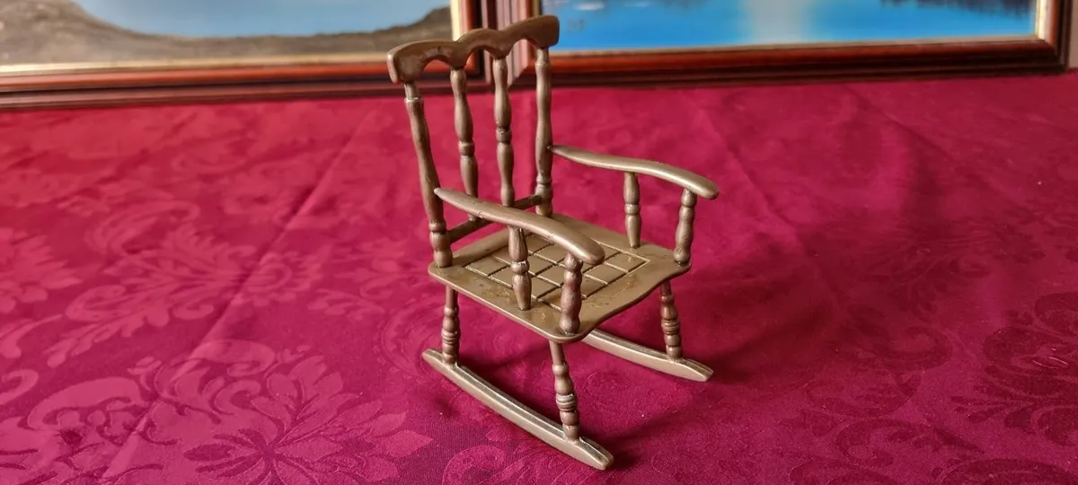 Solid Brass Decorative Rocking Chair Ornament - Image 1