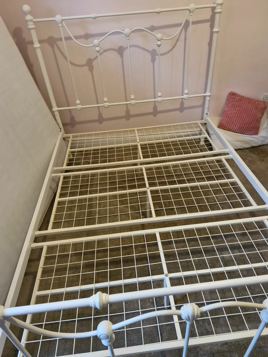 Metal Cream Bed Frame - Image 1