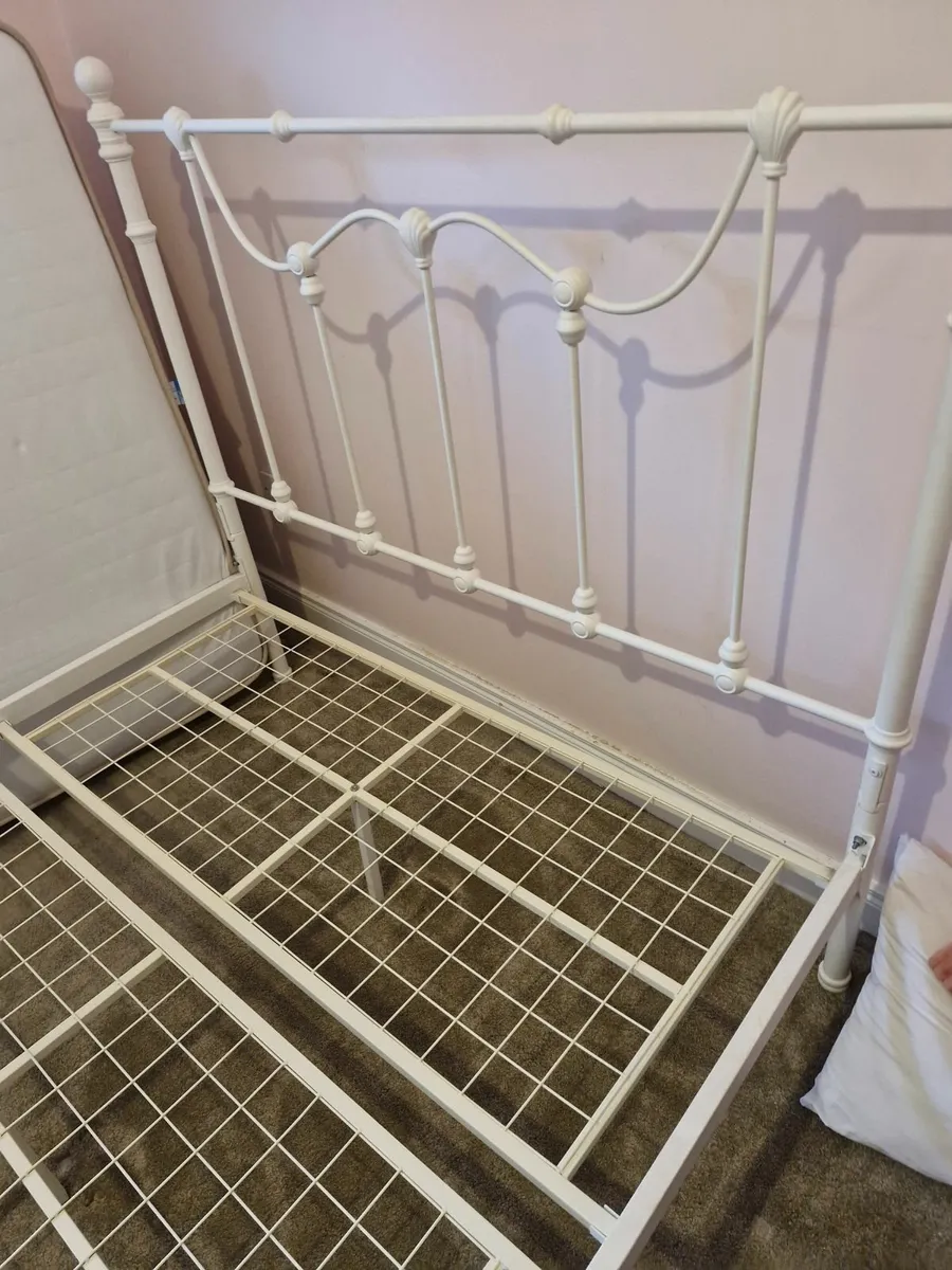 Metal Cream Bed Frame - Image 2