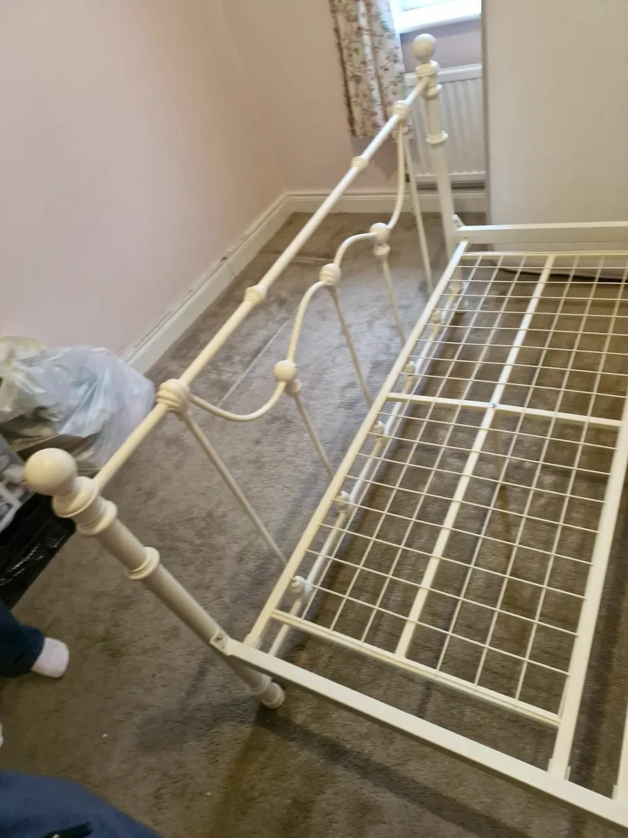 Metal Cream Bed Frame - Image 3