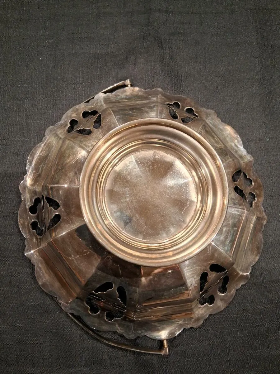Silver Plated Basket With Handle - Image 2