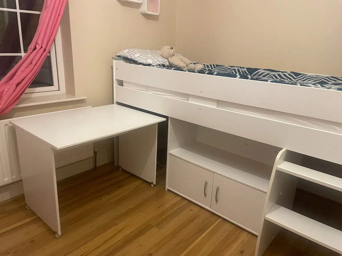 High single bed with desk and storage - Image 3