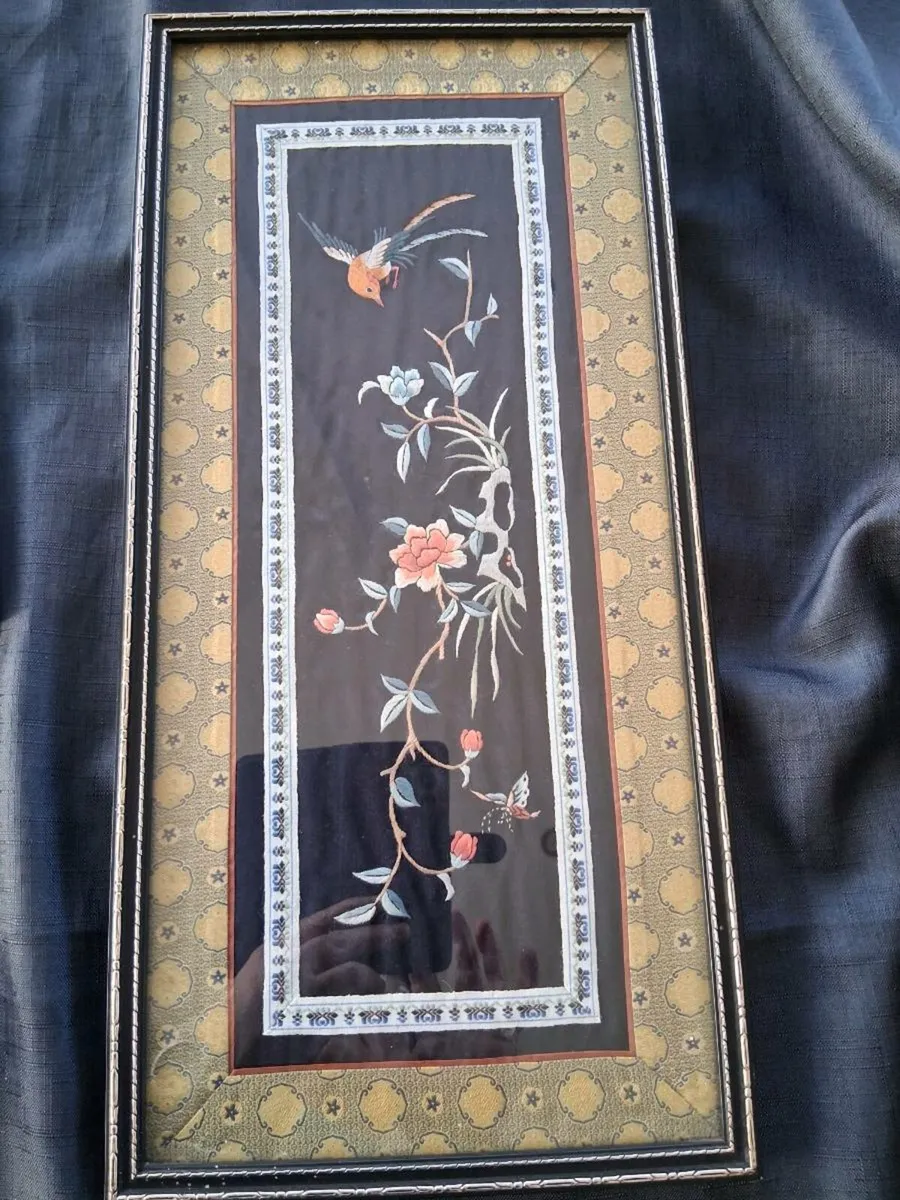 Oriental Framed Embroidery Picture - Image 1