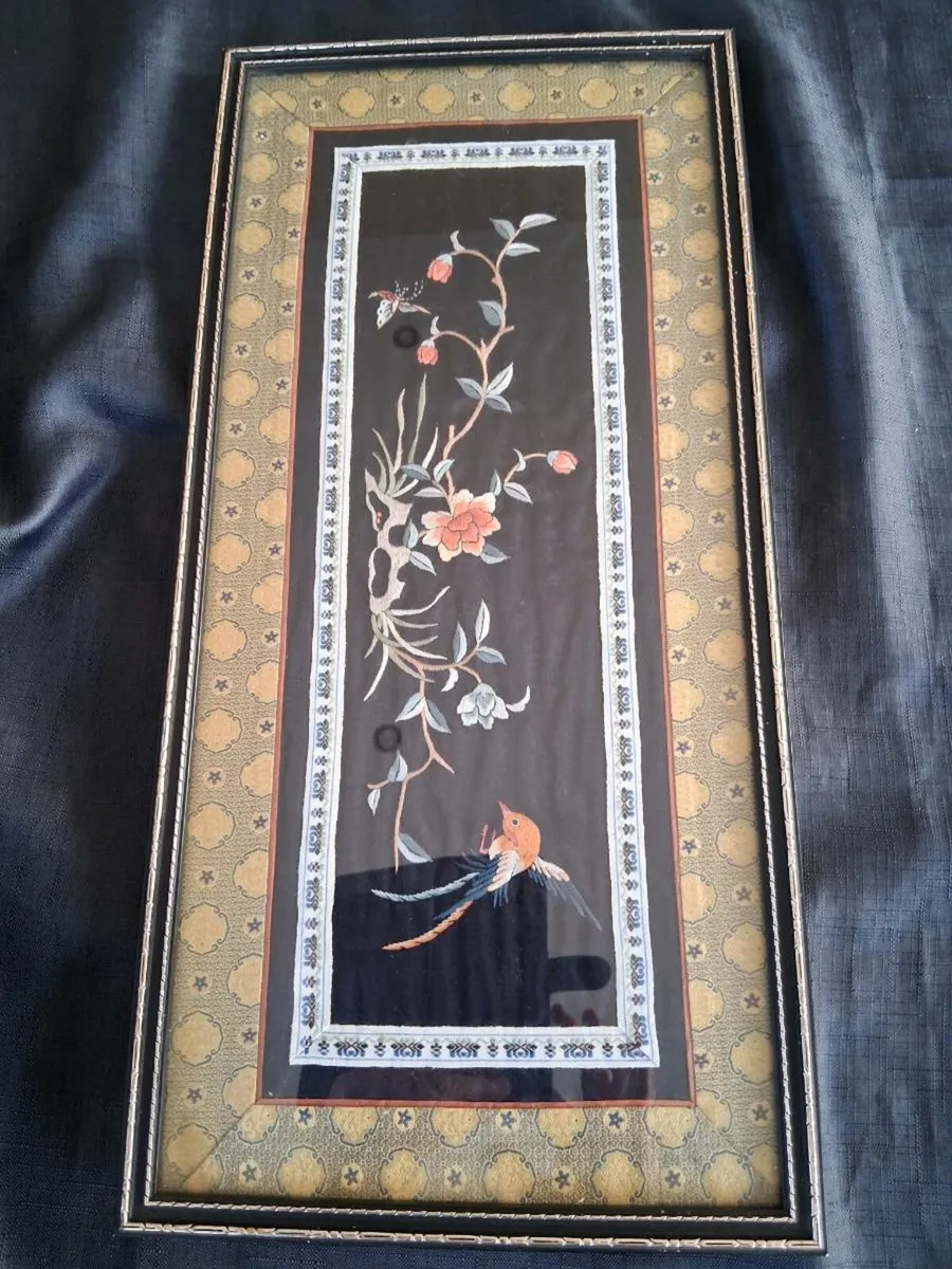 Oriental Framed Embroidery Picture - Image 2