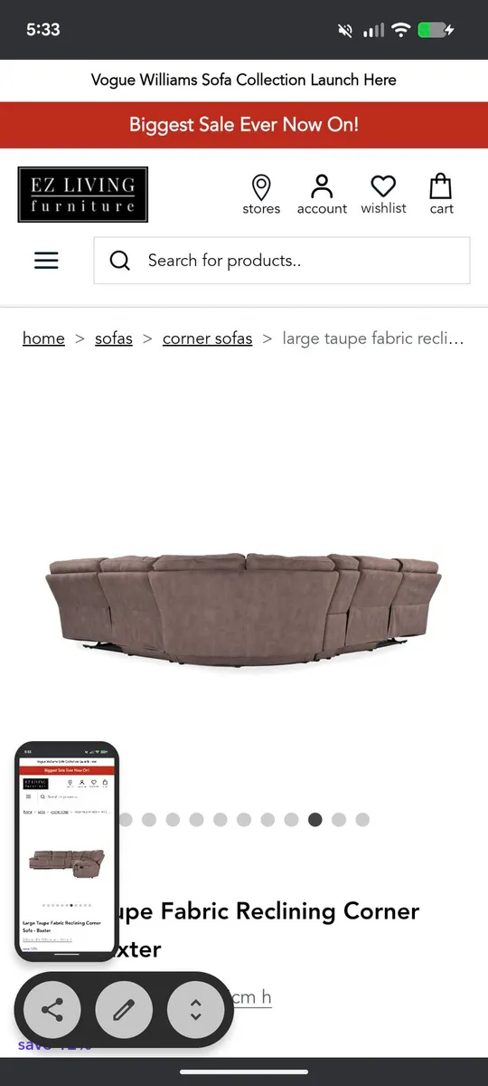 Ez living baxter modular sofa with 2 recliners - Image 3