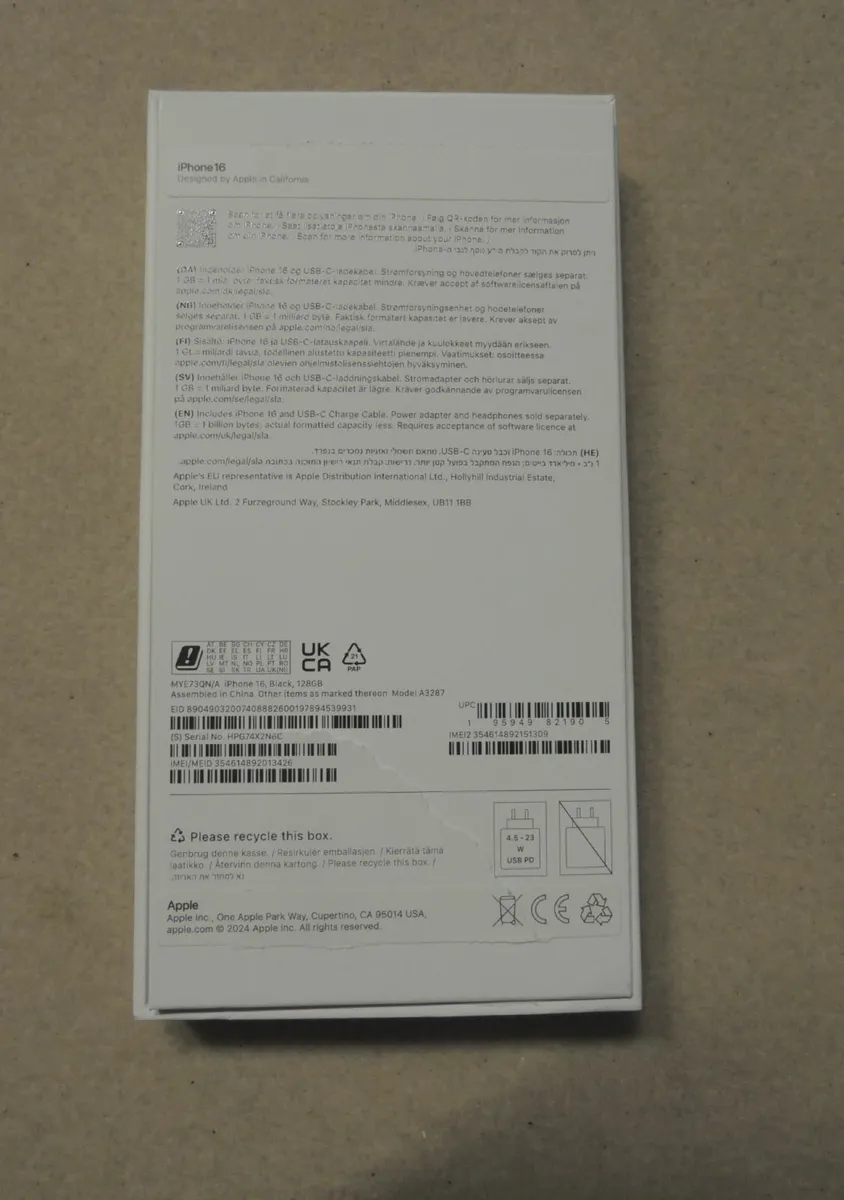 Empty BOX ONLY - Display Model: Apple iPhone 16 - Image 2