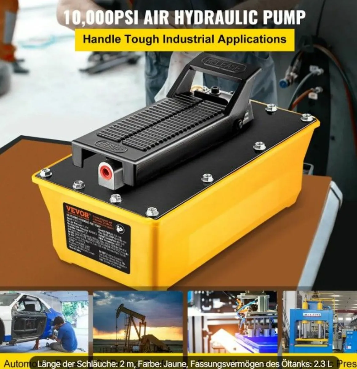 Air Hydraulic Foot Pump 10,000 PSI – 2.3L High-Pre - Image 3