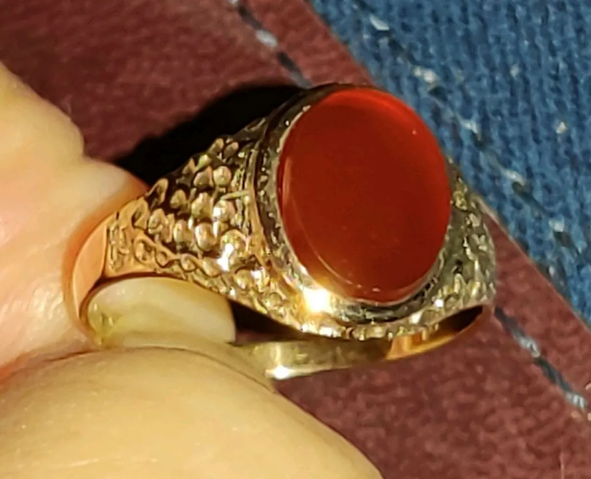 GLITTERY TRELLIS CARNELIAN, 9CT Gold New Ring ! - Image 1