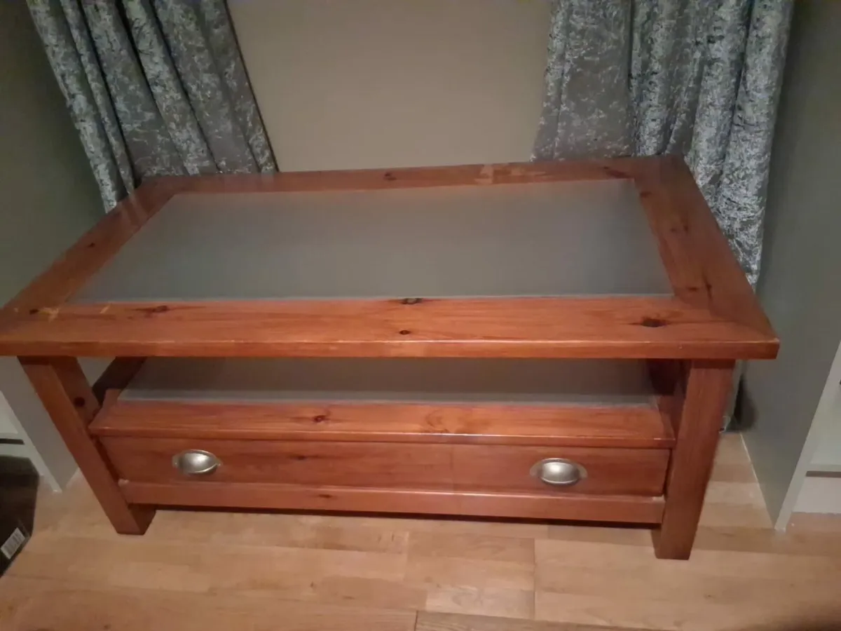 Coffee Table Frosted Glass top & lower drawer - Image 1