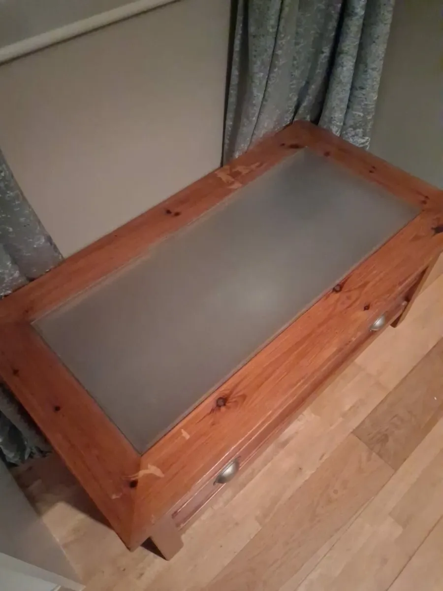 Coffee Table Frosted Glass top & lower drawer - Image 2