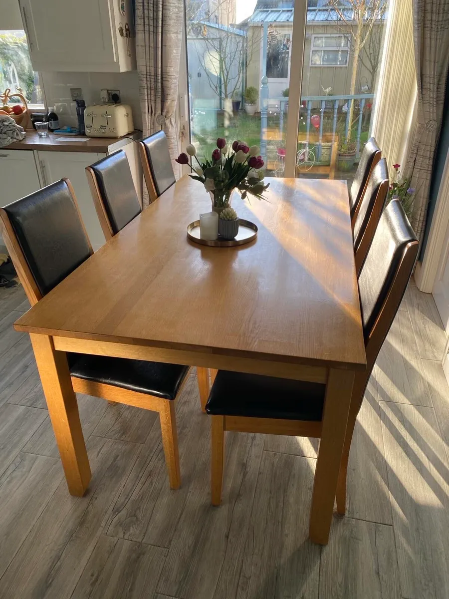 Solid Beech wood Kitchen/dining Table and 6 Chairs - Image 1