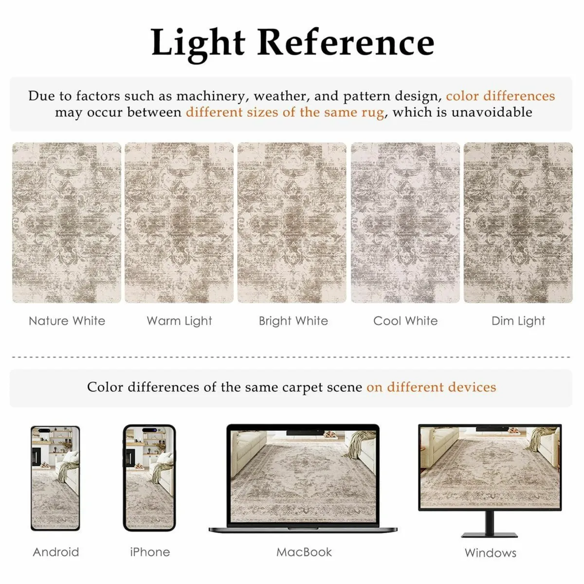 Vintage Beige Rugs Living Room Washable Non Slip - Image 2