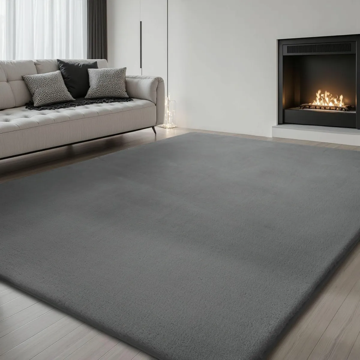 Rugs Living Room - Grey Area for Bedroom Faux - Image 1