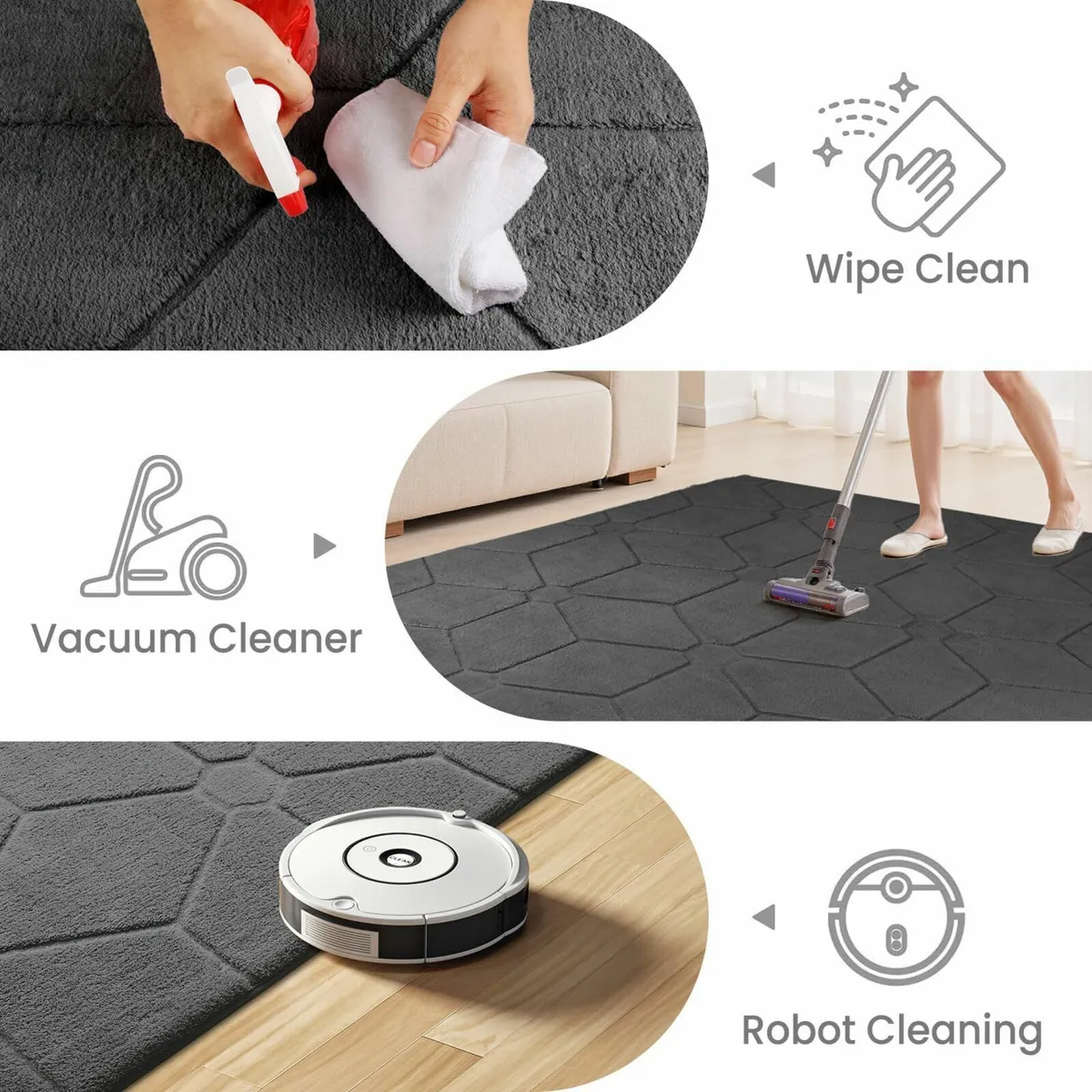 Rugs Living Room 160x230 3D Grey Area for Bedroom - Image 3