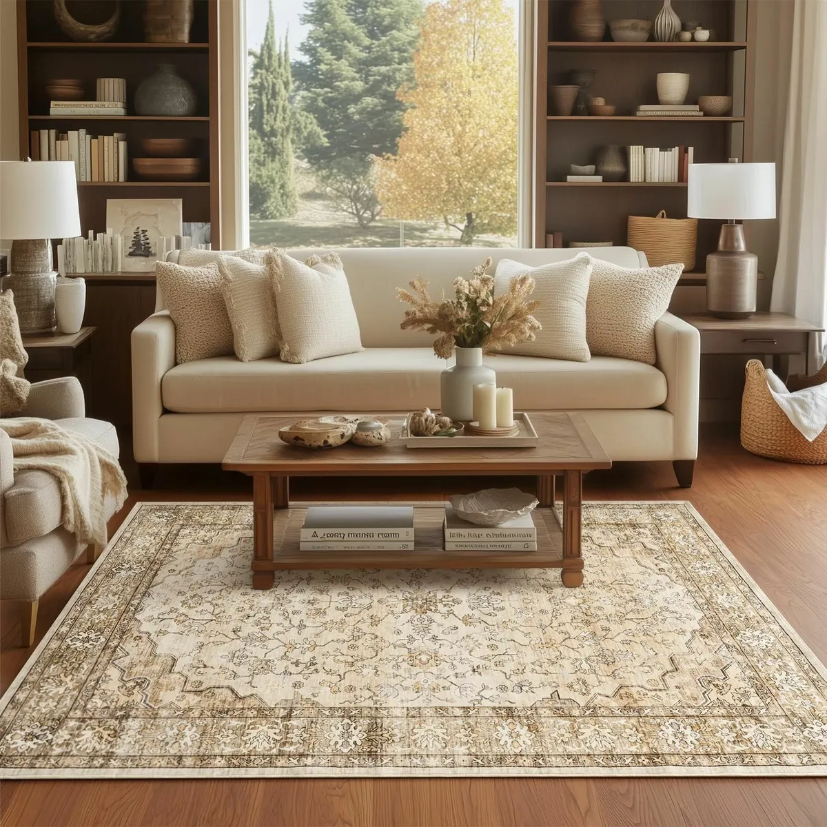 Rugs Living Room Large 160x230cm Boho Beige Rug - Image 1