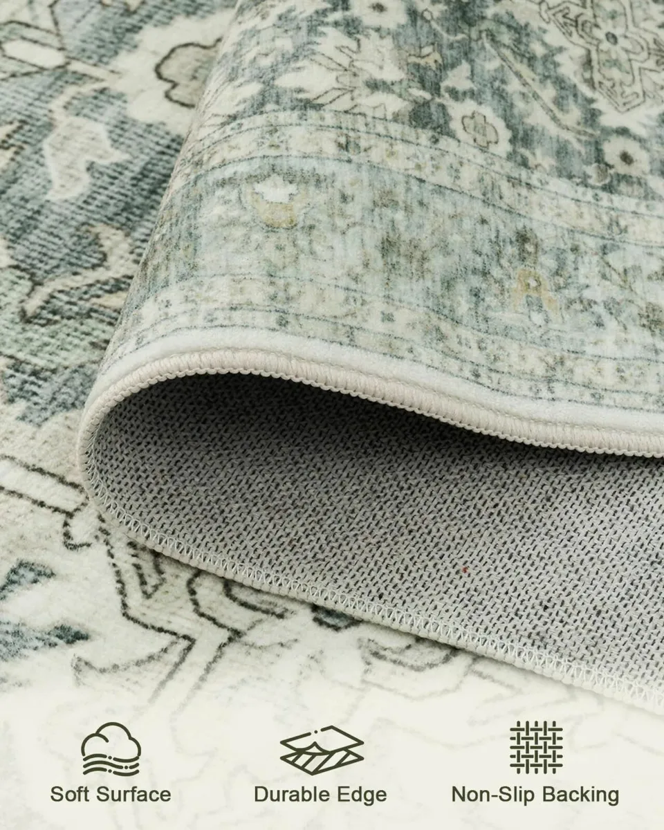 Vintage Area Rug for Living Room - Floral Print - Image 3