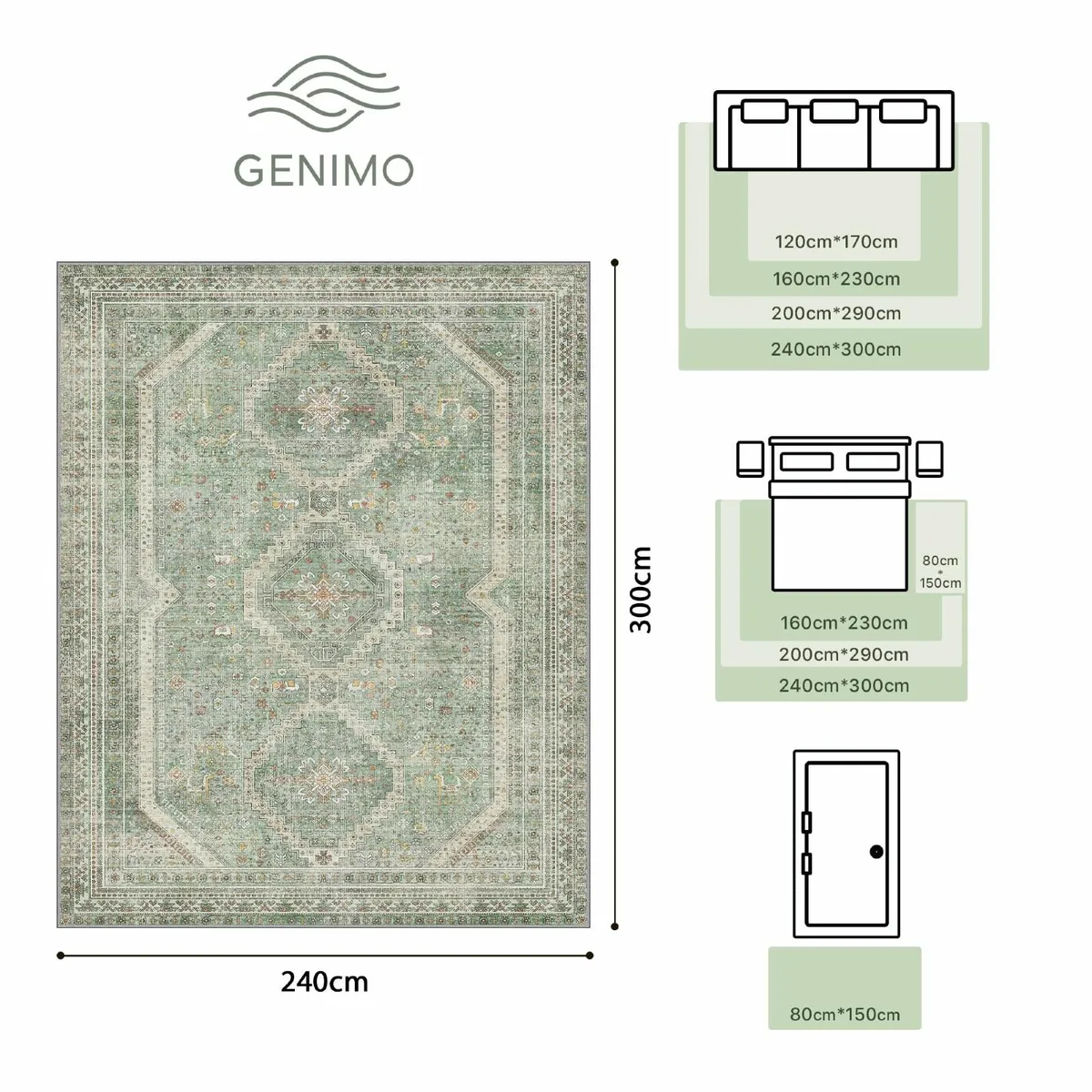 Rugs Living Room 240x300cm Extra Large Washable - Image 2