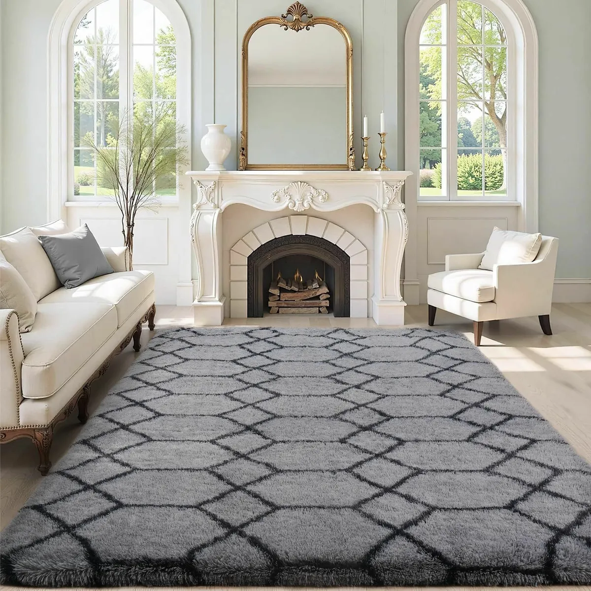 Modern Minimalist Rugs Living Room 160x230cm Grey - Image 1