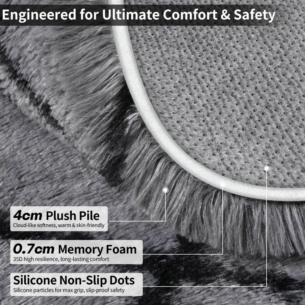 Modern Minimalist Rugs Living Room 160x230cm Grey - Image 3