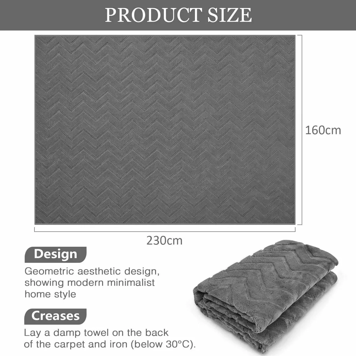 Rugs Living Room Large 160x230 cm Washable Rug - Image 2