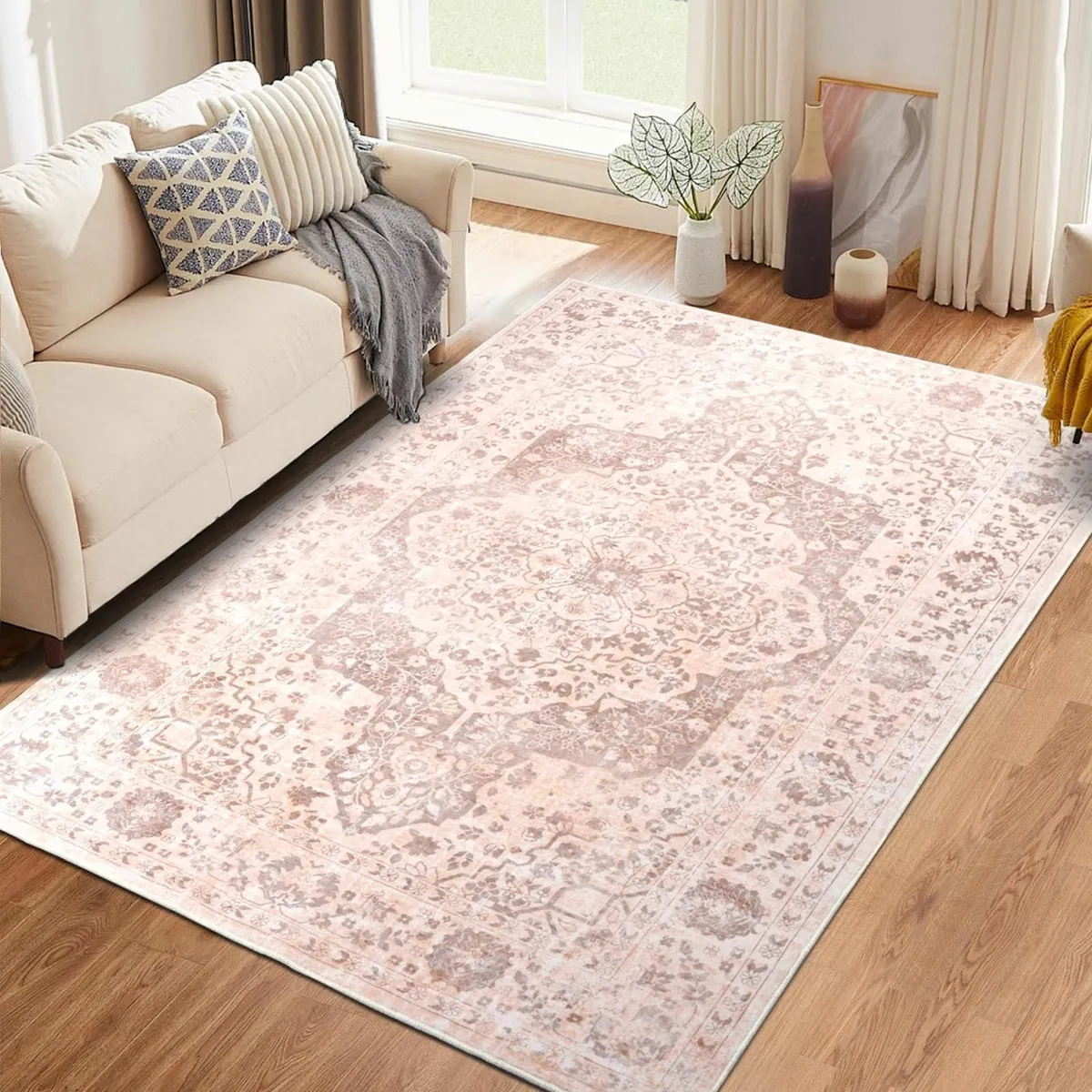 Vintage Area Rug for Living Room 160x230cm Pink - Image 1