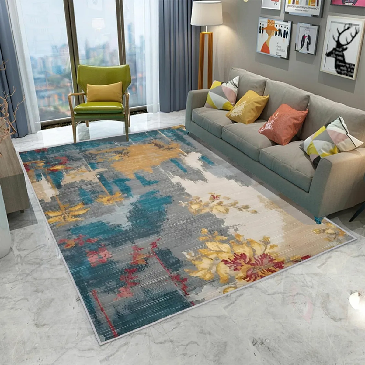 Area Rugs for Living Room 200 x 300 cm Blue Grey - Image 2
