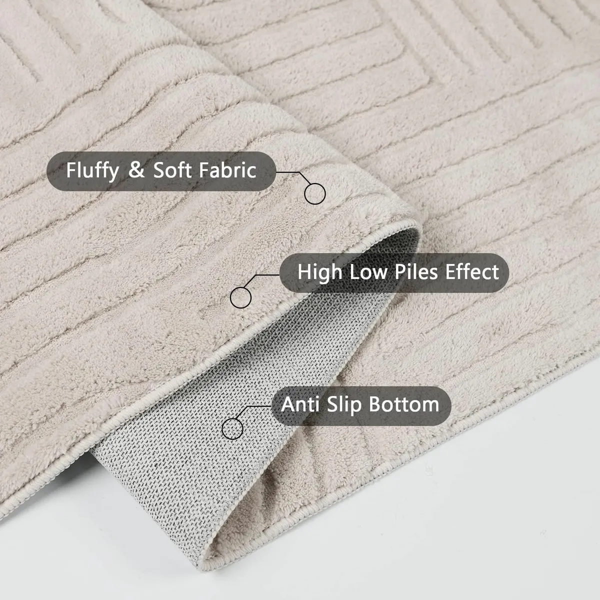 Rugs Living Room Large 160x230 Washable Cream - Image 3