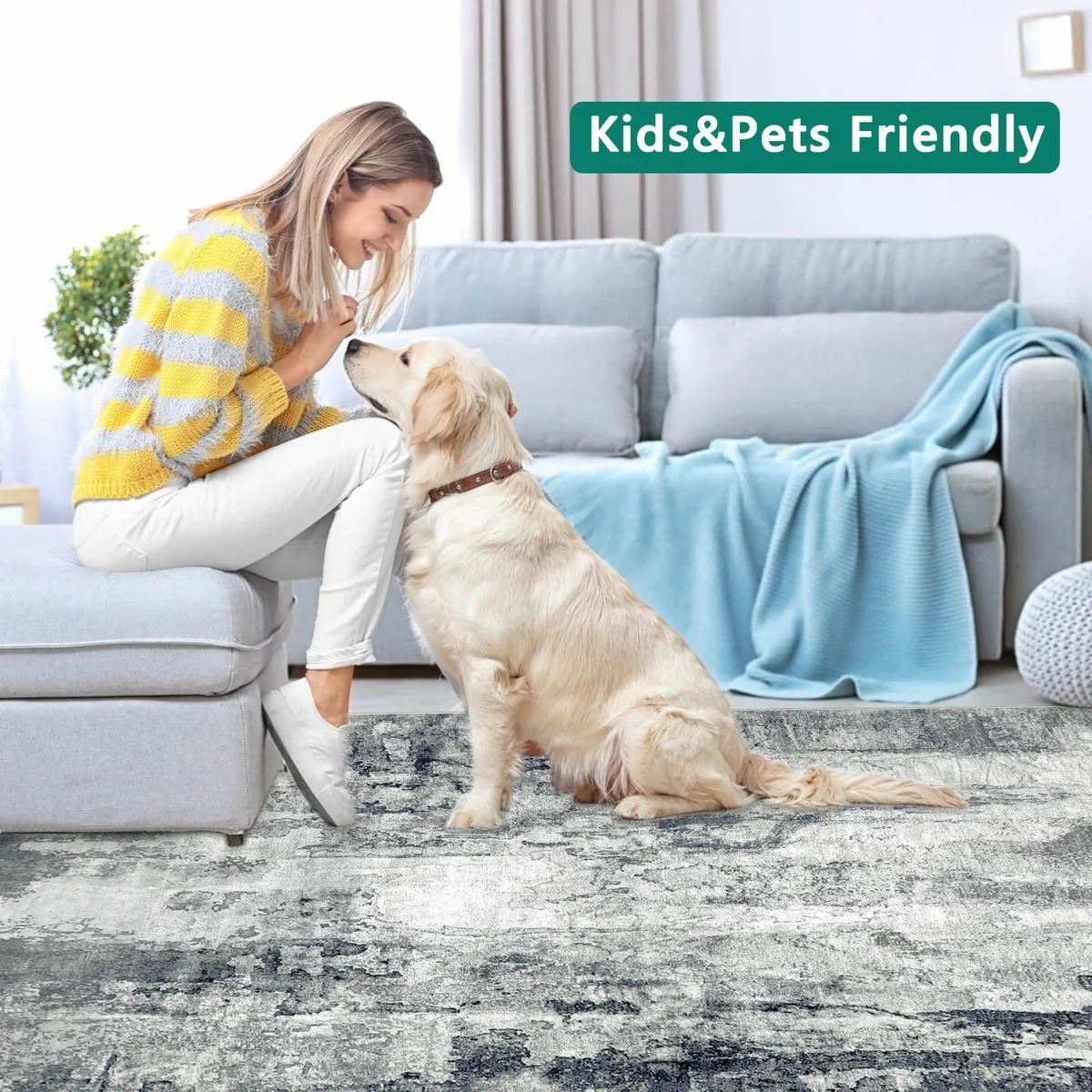 Modern Abstract Area Rug 160x230cm Washable - Image 4